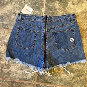 High waisted zipper back jean shorts